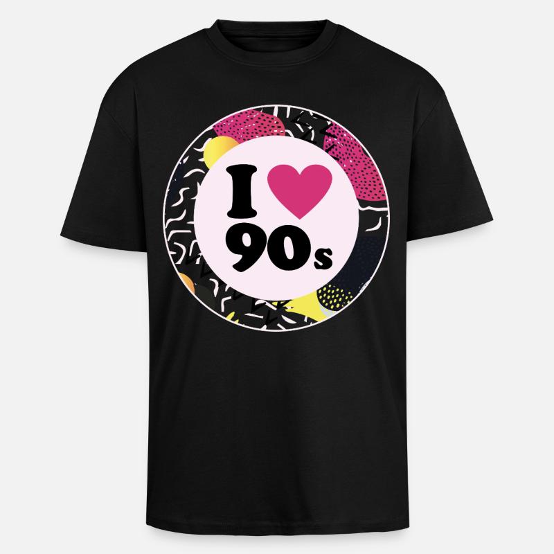 I ♥ 90s – Nostalgisches Retro-Design - Oversized Heavyweight Unisex T-Shirt - Schwarz