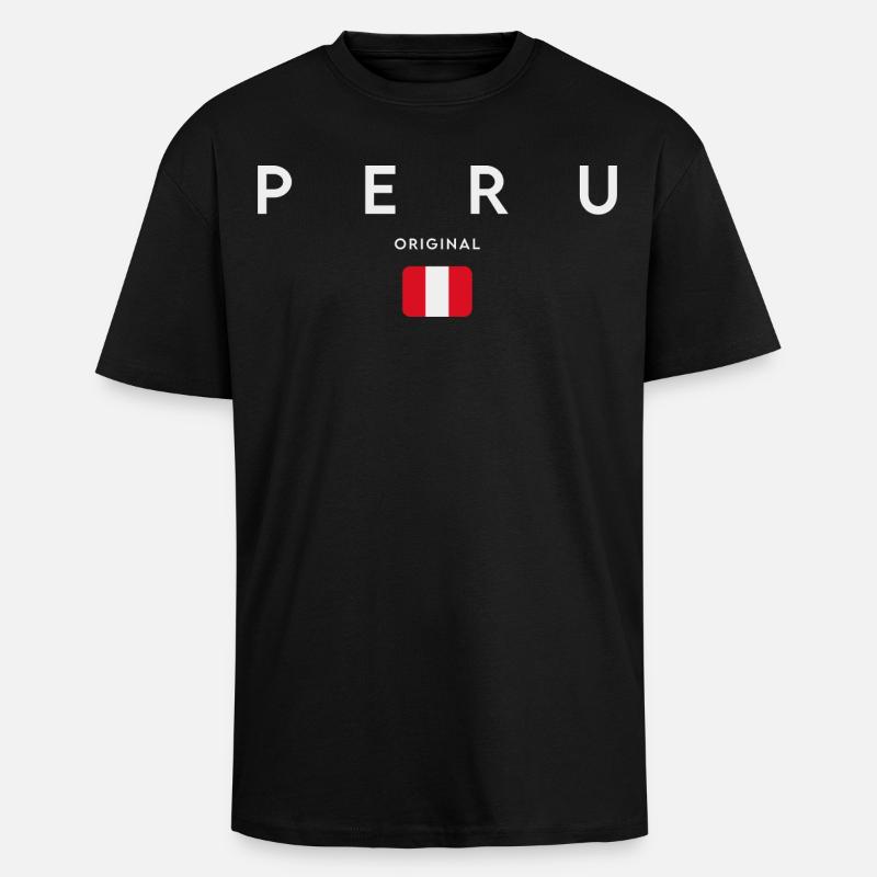 Drapeau du Pérou, fierté péruvienne - T-shirt unisexe oversize épais - noir