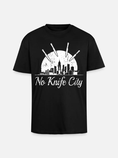No knife city, - Unisex Oversized Heavyweight T-shirt - black