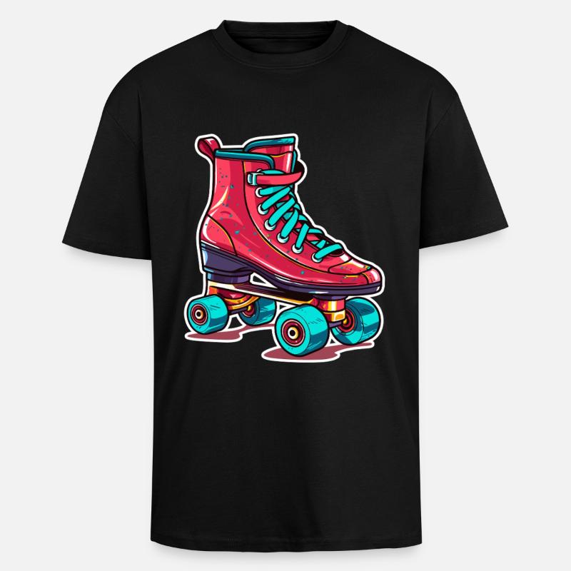 Rollerskates Grafik - Oversized Heavyweight Unisex T-Shirt - Schwarz