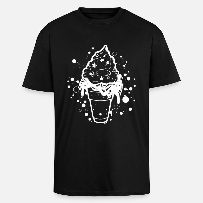 Softeis Skizze - Oversized Heavyweight Unisex T-Shirt - Schwarz