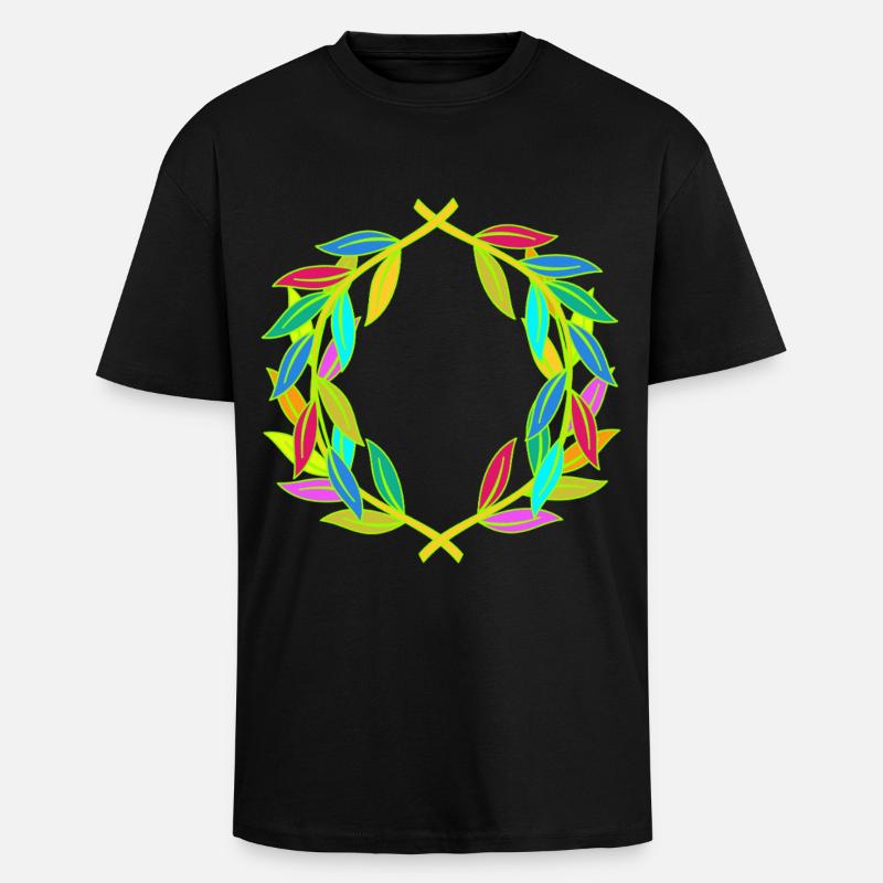 Couronne de laurier arc-en-ciel Laurier - T-shirt unisexe oversize épais - noir
