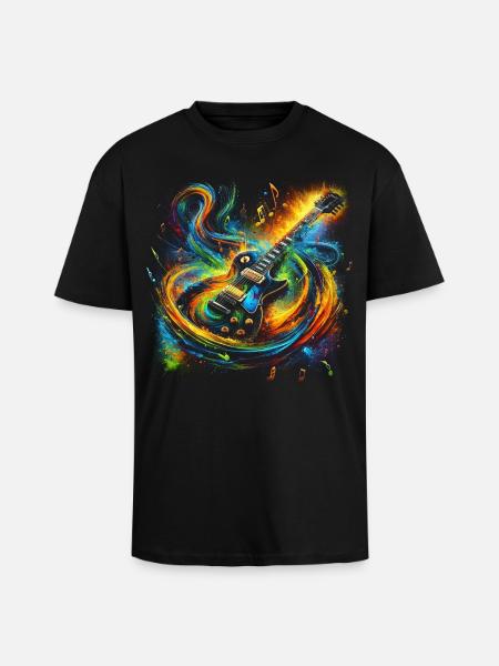 Farbenfroher Gitarrenausdruck - Oversized Heavyweight Unisex T-Shirt - Schwarz