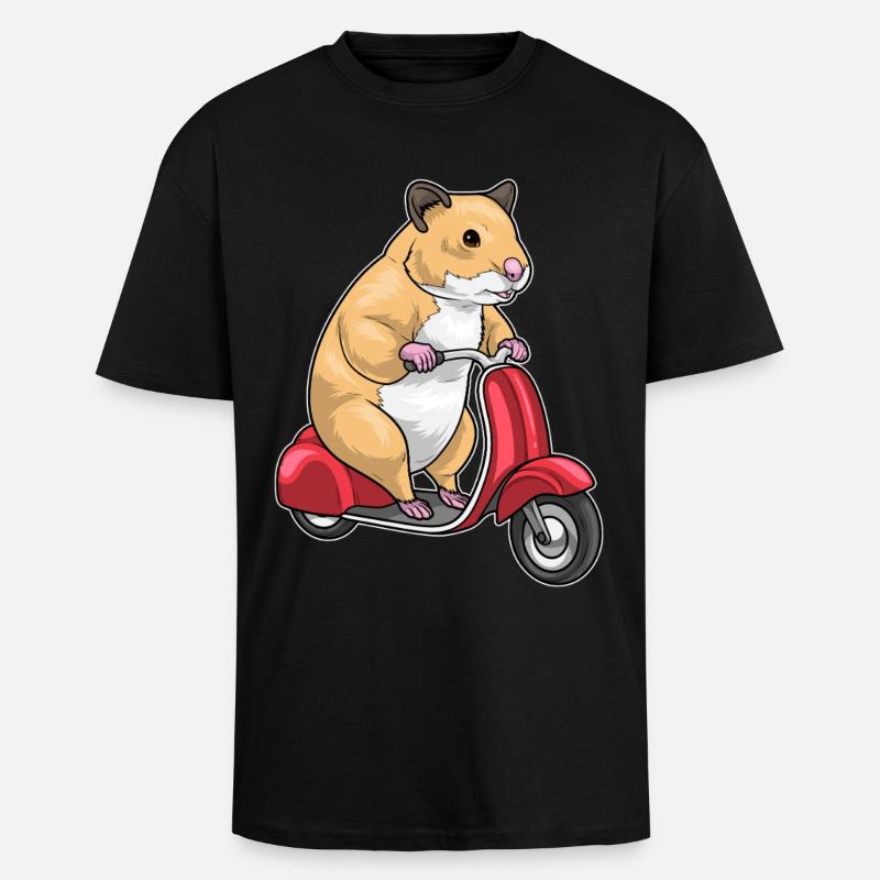 Hamster Motorroller - Oversized Heavyweight Unisex T-Shirt - Schwarz