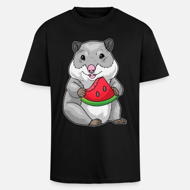 Hamster Pastèque - T-shirt unisexe oversize épais - noir