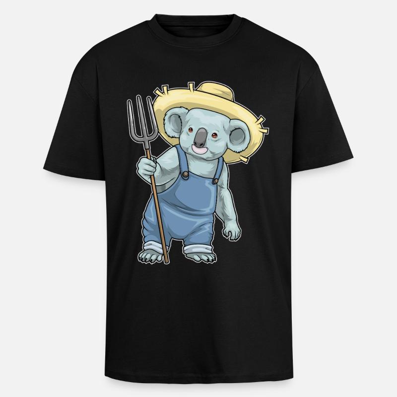 Fourche Koala Farmer - T-shirt unisexe oversize épais - noir