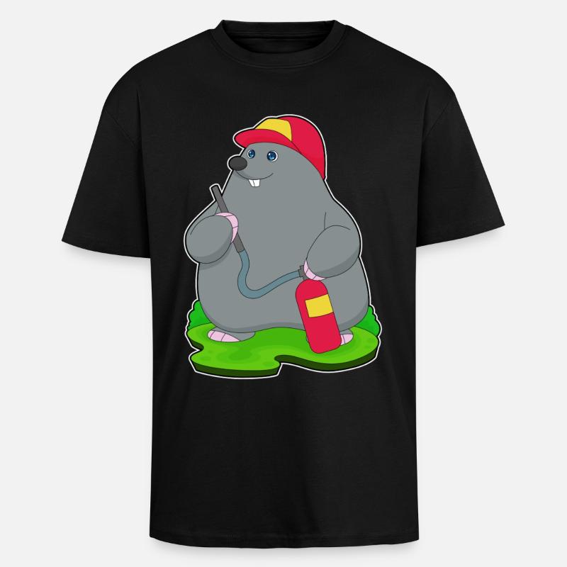Extincteur de pompier taupe - T-shirt unisexe oversize épais - noir