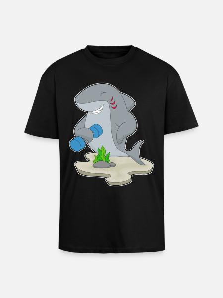 Shark Bodybuilder Dumbbell Bodybuilding - Unisex Oversized Heavyweight T-shirt - black