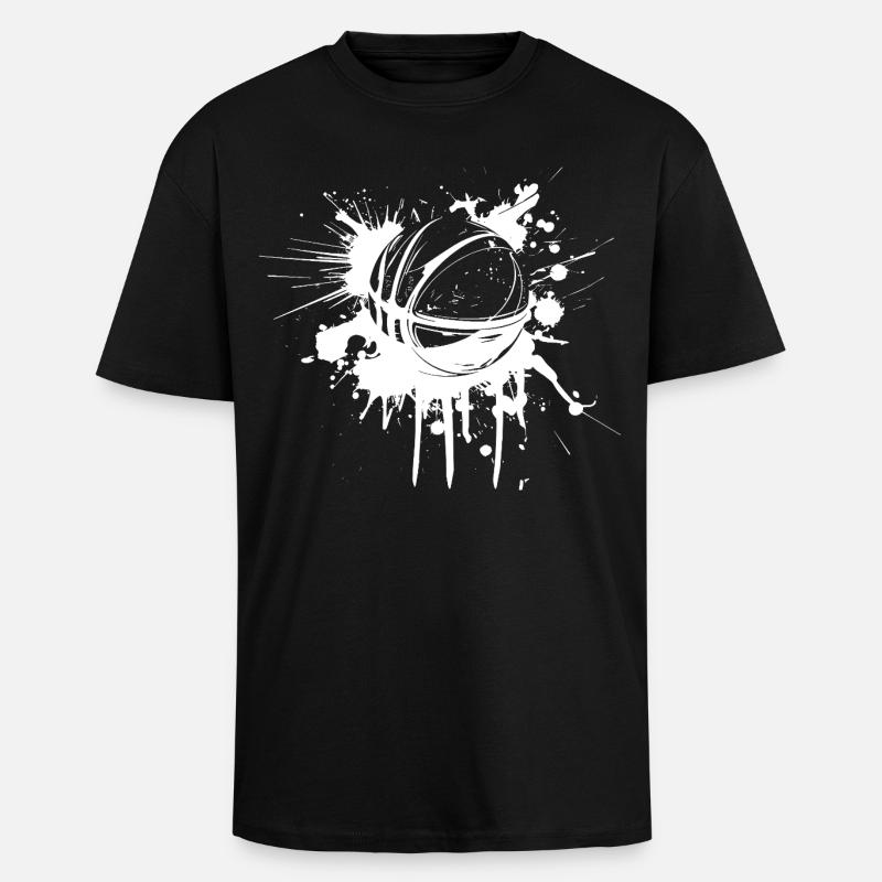 Graffiti de ballon de basket-ball - T-shirt unisexe oversize épais - noir