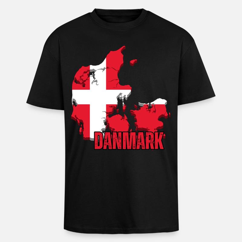 Fierté danoise, drapeau du Danemark - T-shirt unisexe oversize épais - noir