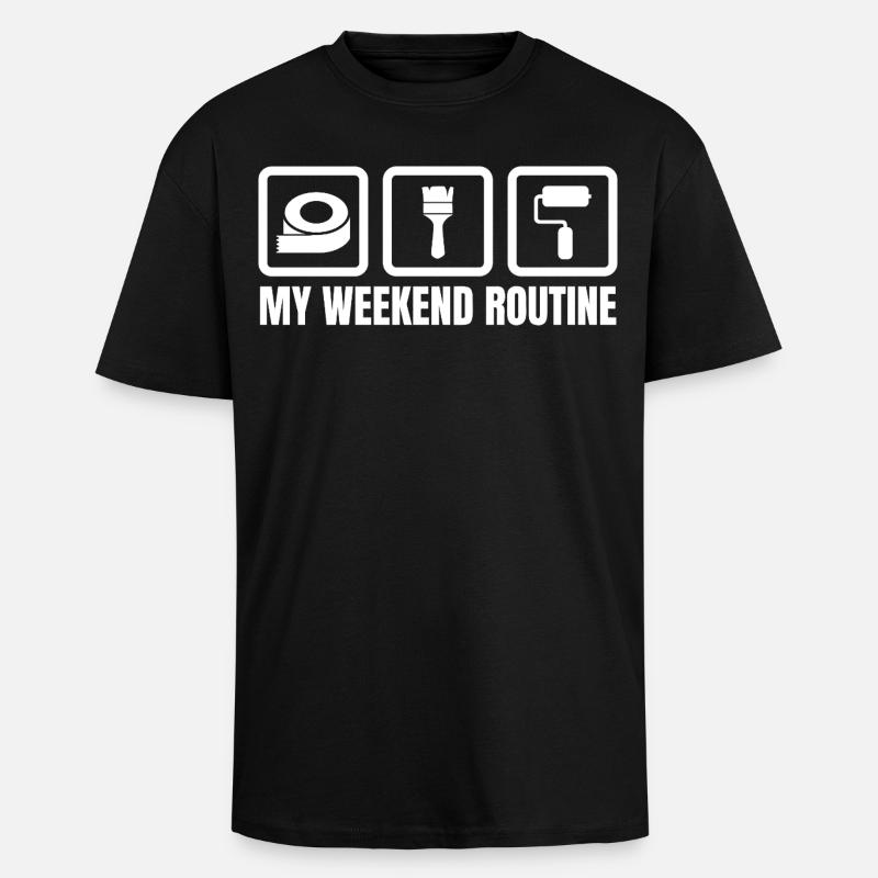 Meine Wochenendroutine - Oversized Heavyweight Unisex T-Shirt - Schwarz