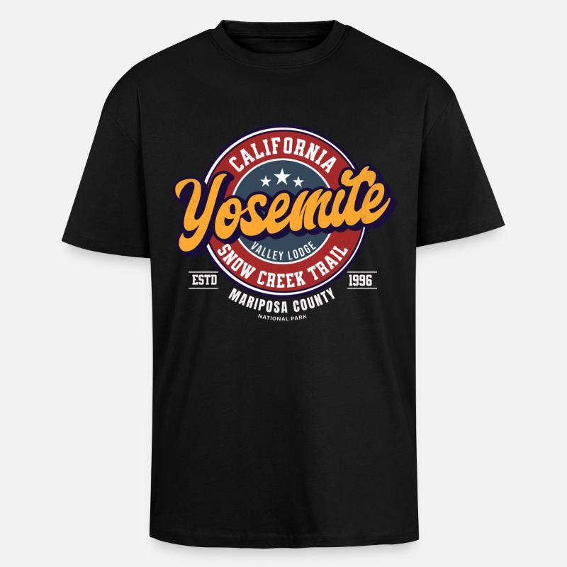 Yosemite Valley Lodge Logo Design - T-shirt unisexe oversize épais - noir