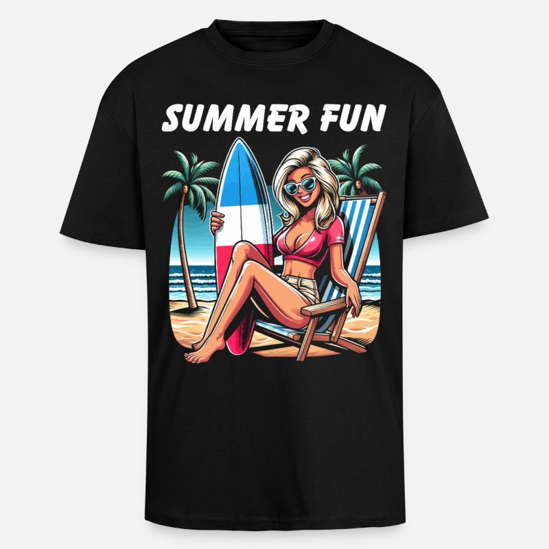 Summer Beach Haute Couture - Unisex Oversized Heavyweight T-shirt - black