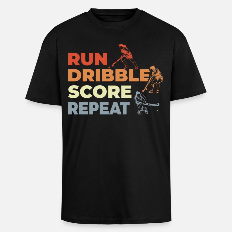 Courir, dribbler, marquer, répéter - T-shirt unisexe oversize épais - noir