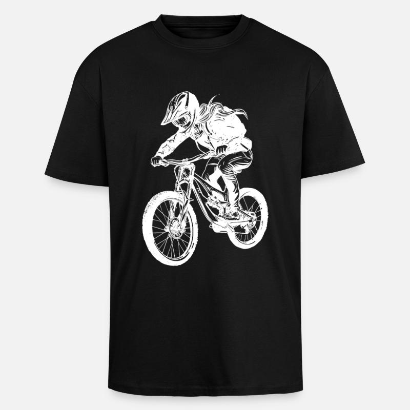 Mountain Biker Mädchen - Oversized Heavyweight Unisex T-Shirt - Schwarz