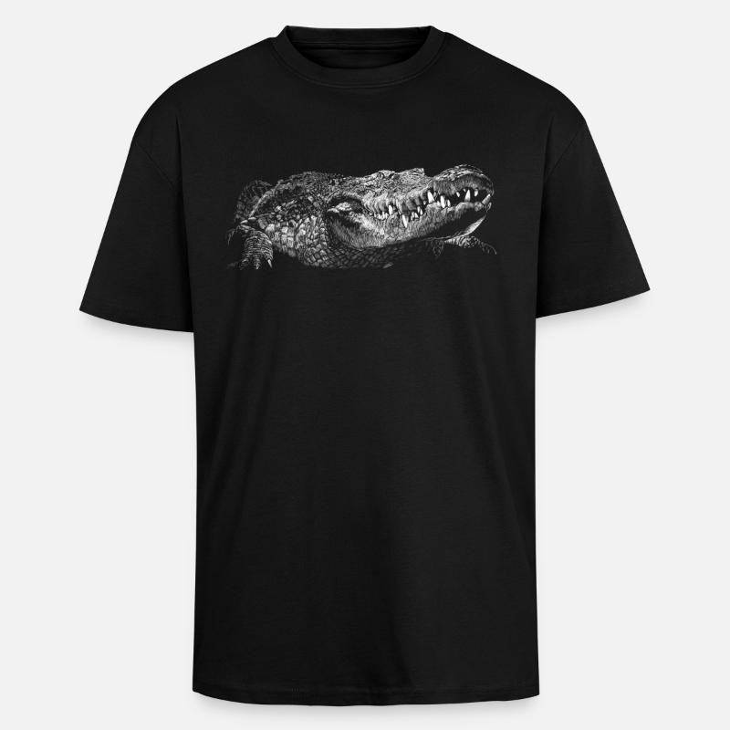 Krokodil - Oversized Heavyweight Unisex T-Shirt - Schwarz