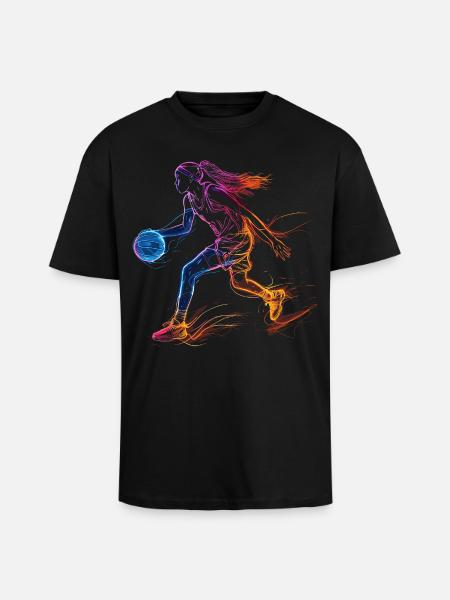 Croquis de joueur de basket-ball - T-shirt unisexe oversize épais - noir
