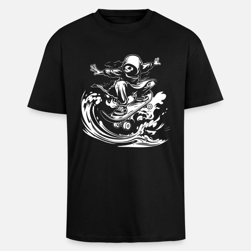 Skateboarding Comic - Oversized Heavyweight Unisex T-Shirt - Schwarz