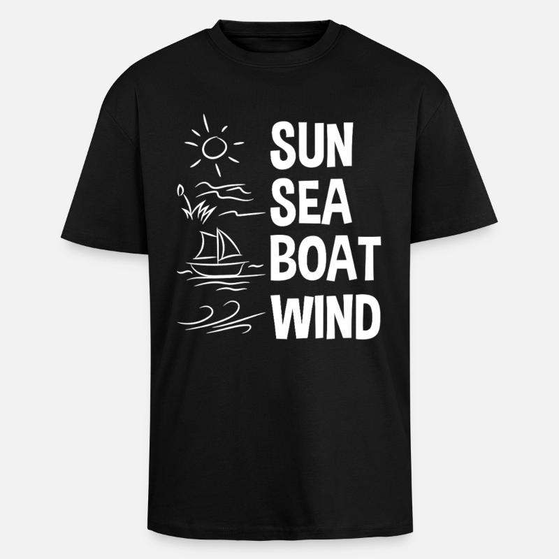 Sonne Meer Boot Wind - Oversized Heavyweight Unisex T-Shirt - Schwarz