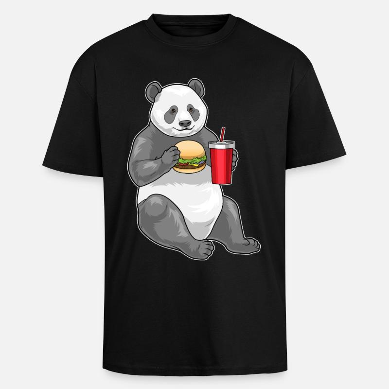 Panda Cheeseburger - Unisex Oversized Heavyweight T-shirt - black