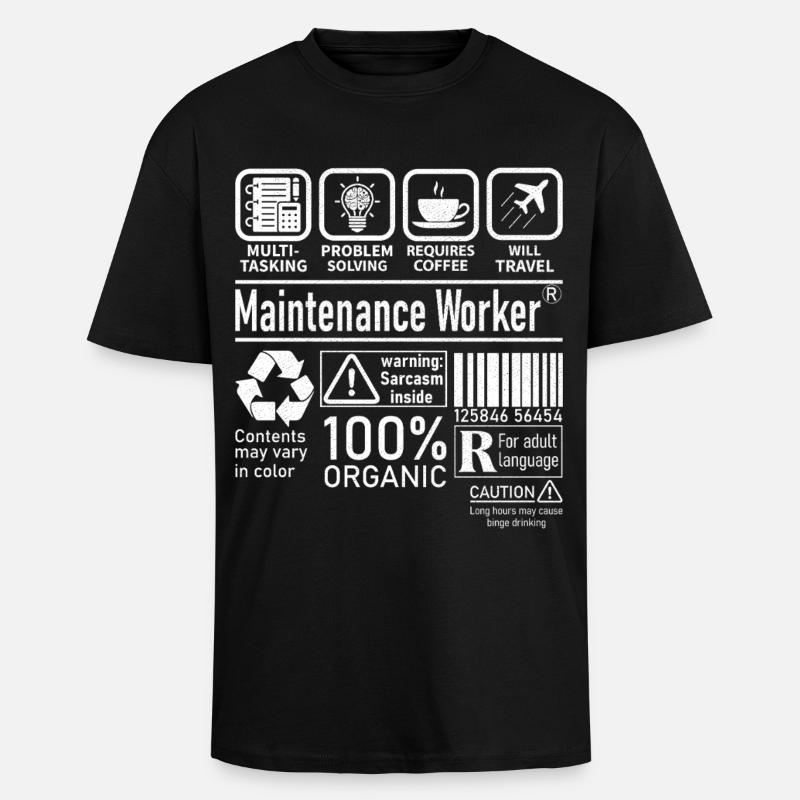 Agent d’entretien multitâche résolution de problèmes - T-shirt unisexe oversize épais - noir