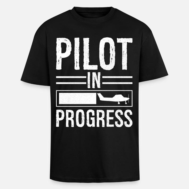 Pilot In progress - Oversized Heavyweight Unisex T-Shirt - Schwarz