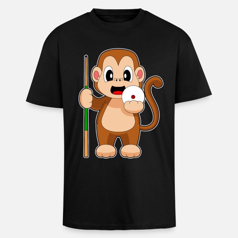 Queue de billard Monkey - T-shirt unisexe oversize épais - noir