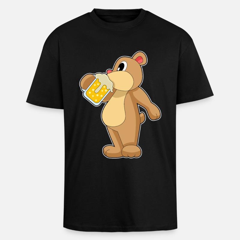 Bière Bär - T-shirt unisexe oversize épais - noir