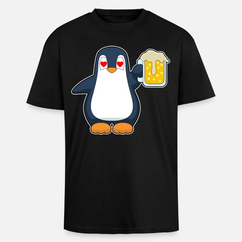 Bière Pingouin - T-shirt unisexe oversize épais - noir
