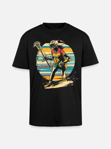 Retro Lacrosse Player 90s - Unisex Oversized Heavyweight T-shirt - black