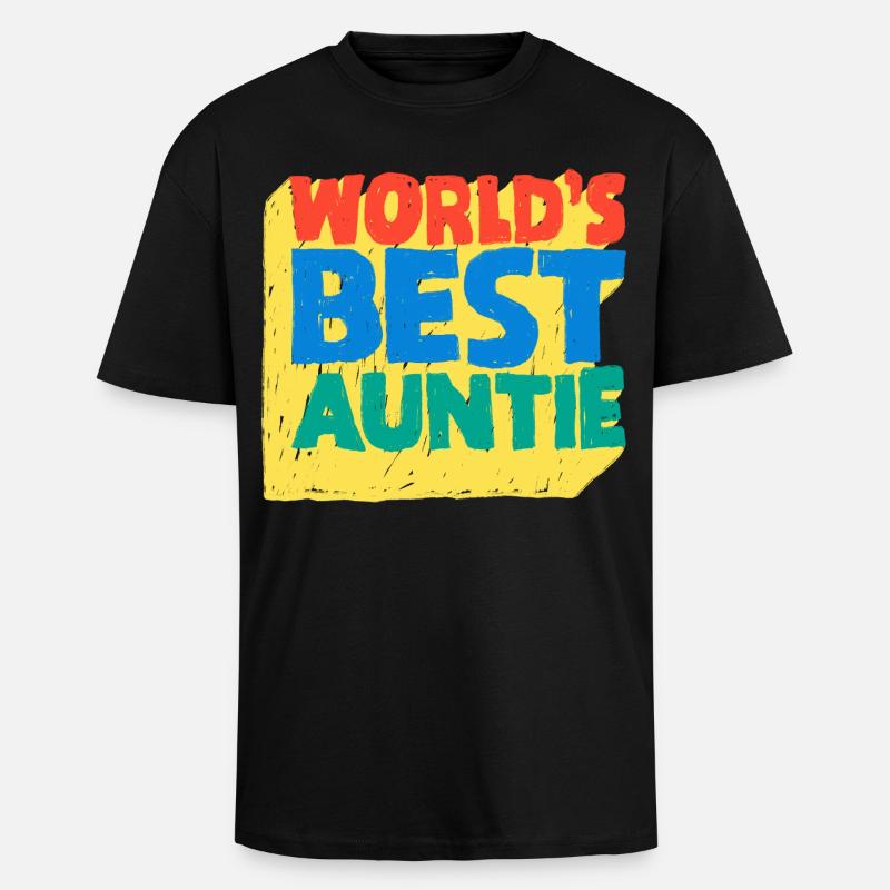 World's Best Auntie Pop-Design - Oversized Heavyweight Unisex T-Shirt - Schwarz