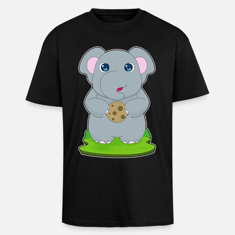 Biscuit éléphant - T-shirt unisexe oversize épais - noir