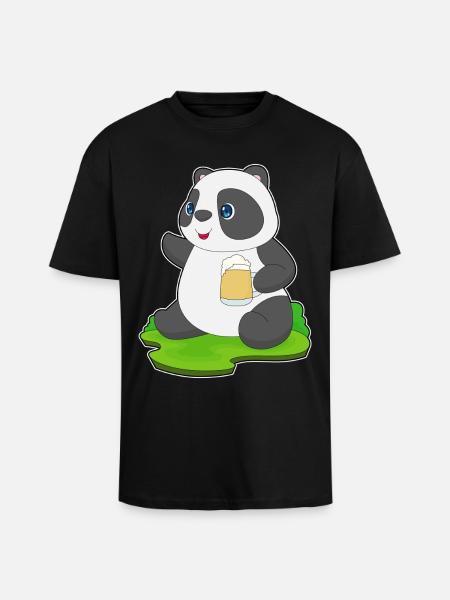 Bière Panda - T-shirt unisexe oversize épais - noir