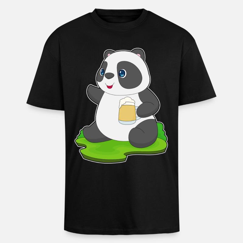 Bière Panda - T-shirt unisexe oversize épais - noir