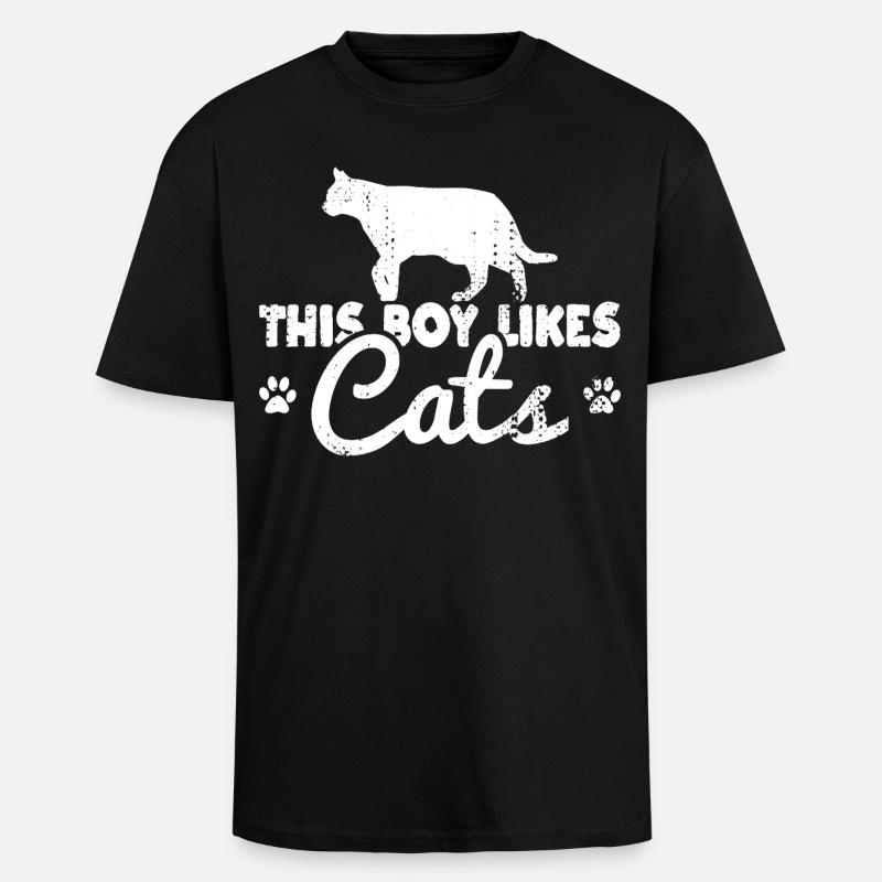 Ce garçon aime les chats - T-shirt unisexe oversize épais - noir