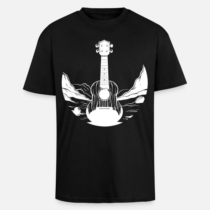 Ukulele Graphics - Unisex Oversized Heavyweight T-shirt - black