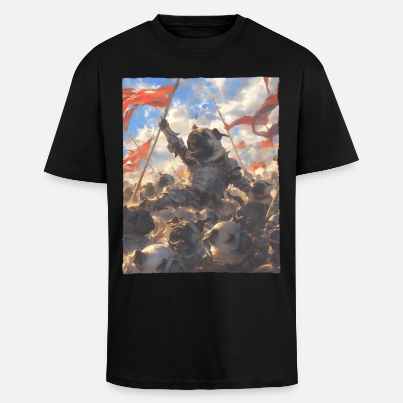 Epische Mops Revolution Kunstvolles Gemälde - Oversized Heavyweight Unisex T-Shirt - Schwarz