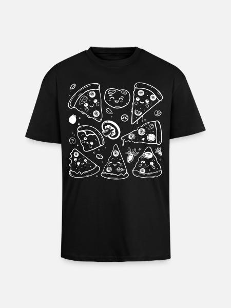 Pizza Cartoon Style - Unisex Oversized Heavyweight T-shirt - black