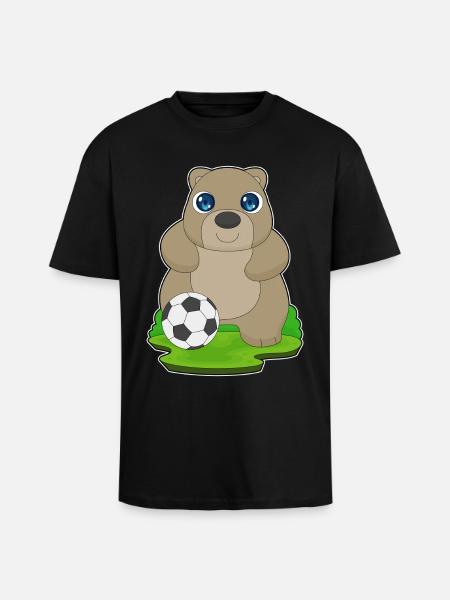 Bear Soccer Player Soccer - Unisex Oversized Heavyweight T-shirt - black