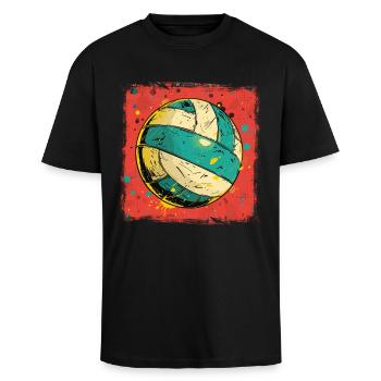 Volleyball Graphics - Unisex Oversized Heavyweight T-shirt - black - Front - Alina (178cm) & Michal (187cm)