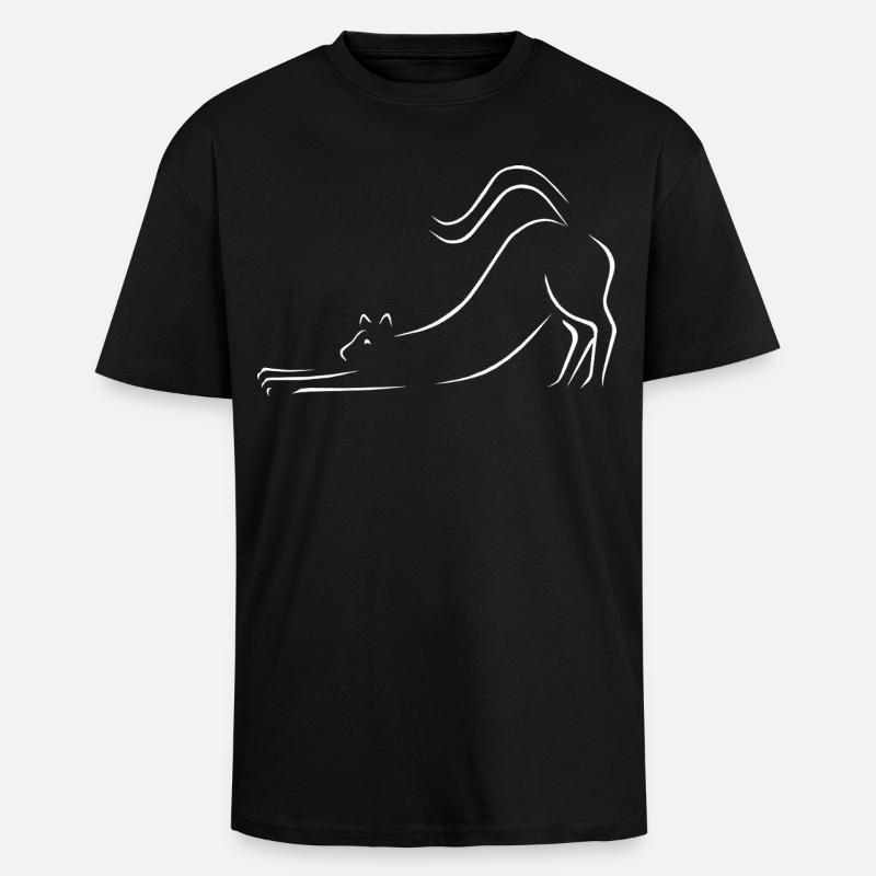 Katze Strichzeichnung - Oversized Heavyweight Unisex T-Shirt - Schwarz