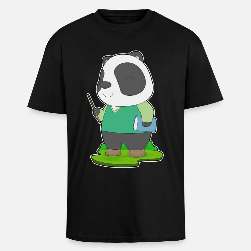 Panda Lehrer Buch - Oversized Heavyweight Unisex T-Shirt - Schwarz