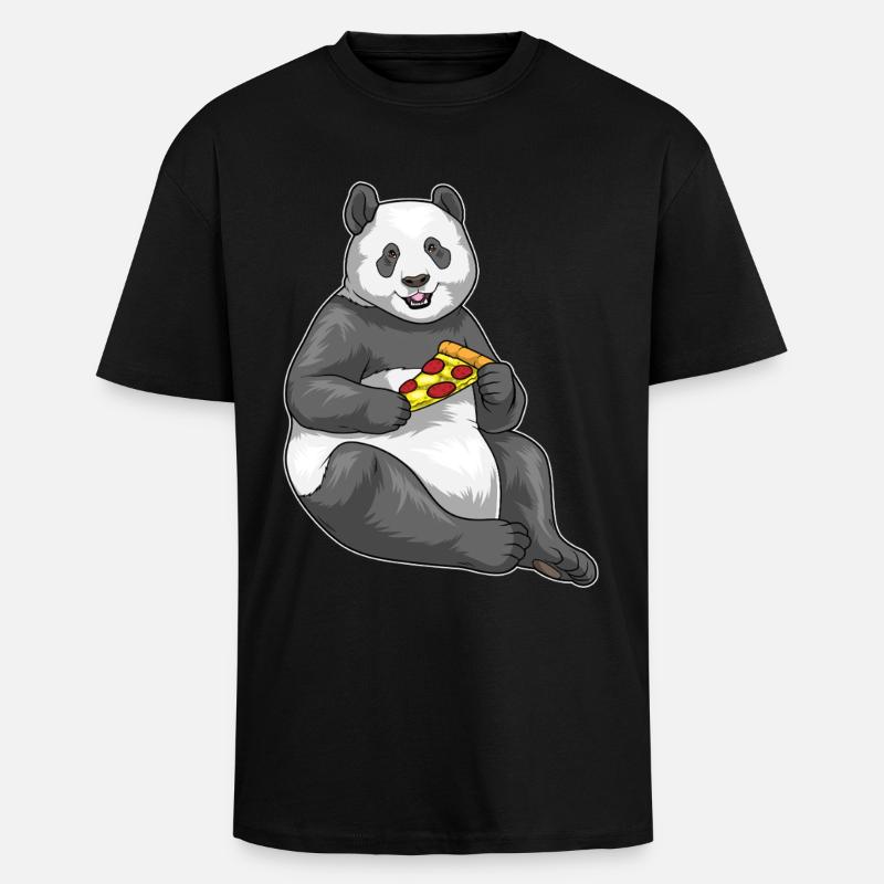 Panda Pizza - Unisex Oversized Heavyweight T-shirt - black
