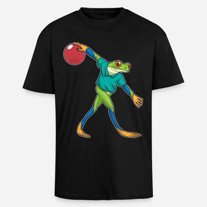 Frosch Bowling Bowlingkugel - Oversized Heavyweight Unisex T-Shirt - Schwarz