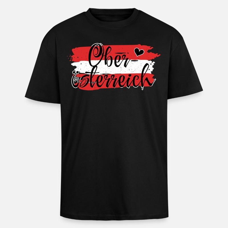 Drapeau Autriche Haute-Autriche - T-shirt unisexe oversize épais - noir