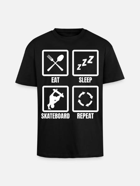 Eat Sleep Skateboard Repeat - Unisex Oversized Heavyweight T-shirt - black