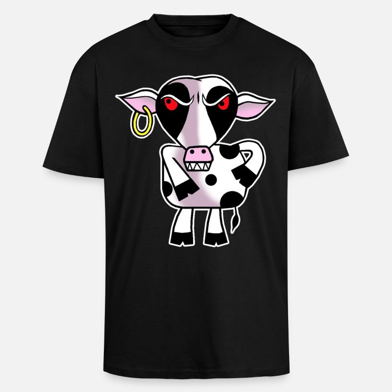 Vache en colère - T-shirt unisexe oversize épais - noir