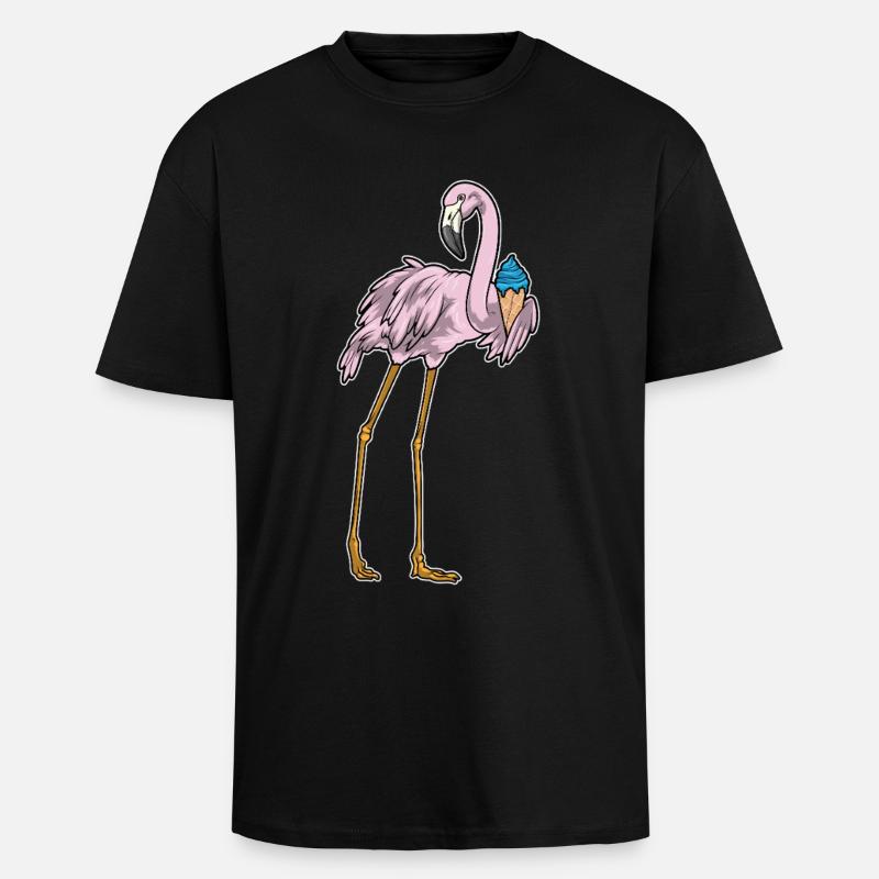 Flamingo Waffle Cream - Unisex Oversized Heavyweight T-shirt - black