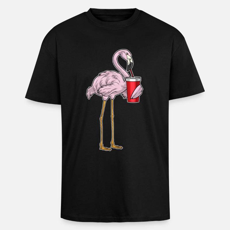 Boisson Flamingo - T-shirt unisexe oversize épais - noir