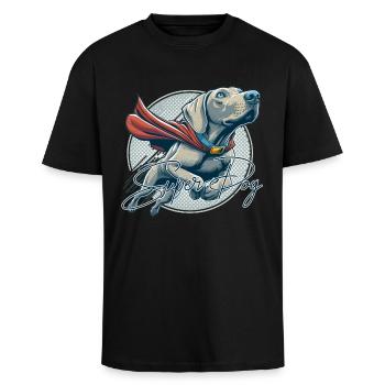 Super Hund Weimaraner Weimi Cape Geschenk - Oversized Heavyweight Unisex T-Shirt - Schwarz - Vorne - Alina (178cm) & Michal (187cm)